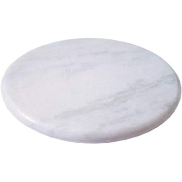Imagem de Mix Magic Mart Chakla de mármore, placa redonda de mármore, tábua redonda, tábua de queijo, 21 cm de diâmetro grande, branca