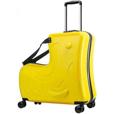 Imagem de Mala De Viagem Sentada Para Crianças Sobre Rodas Para Crianças 20/24 Polegadas Slide Rolling Bagagem Viagem Carrinho De Cavalo De Madeira Caso De Viagem De Bebê Valise, E, 24 inches