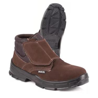 Imagem de Bota Botina Bracol Fecho De tiras autocolantes Bvn Bico Pvc Marrom, 36