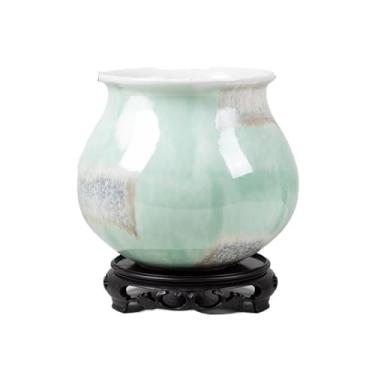 Imagem de Vasos de plantas Personalizado com base, planta verde, bonsai suculenta, vaso de cerâmica redondo, orquídea grande, respirável