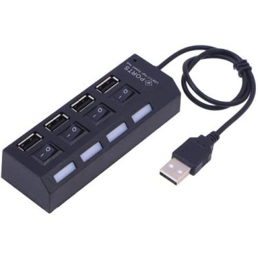Imagem de Hub USB portátil  com 4 portas USB 2.0 de alta velocidade Hub de expan