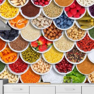 Imagem de Papel de Parede Frutas Temperos Saúde Cozinha Sala Painel - 185pcp - A