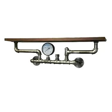 Imagem de Prateleiras flutuantes com design retrô de tubulação de água, prateleira de parede interna e externa, unidade de prateleira decorativa industrial para parede, suporte de plantas para pendurar na