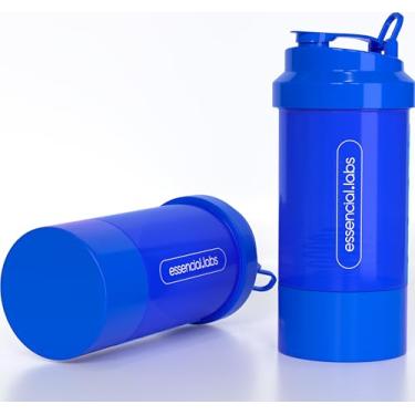 Imagem de COQUETELEIRA/SHAKER ACADEMIA BPA FREE - Cor Azul com Compartimento para Pó | Cápsulas | Comprimidos - 400ml