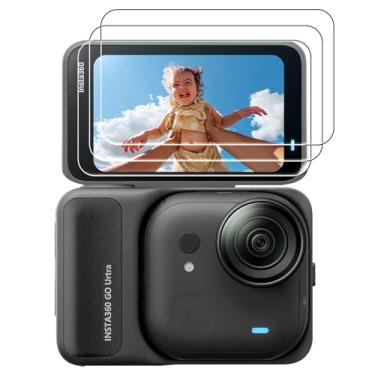 Imagem de AMAZEAR Protetor de tela para acessórios Insta360 GO Ultra (pacote com 3), película protetora de tela de vidro temperado para câmera Insta 360 Go-Ultra, dureza 9H, sensível ao toque, ultra