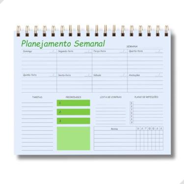 Imagem de Planner Semanal Permanente 25x18cm | 50 Folhas (50 Semanas) – Organizador Não Datado de Tarefas e Rotina com Espiral | Produtividade para Escritório, Estudos e Casa | Capa Transparente (Verde)