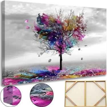 Imagem de Quadro Arvore Da Vida Decorativo 60x90 Grande Tela Em Tecido e Madeira