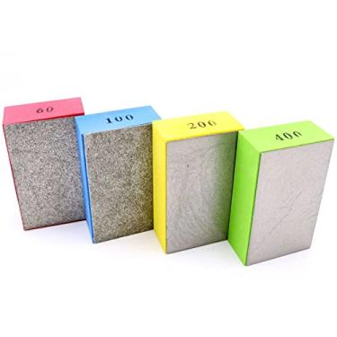 Imagem de KEEYWOLT Almofadas de polimento à mão com diamante extremamente afiadas para lixar concreto, pedra, granito, mármore, 60#, 100#, 200#, 400# 4 peças (avião)..