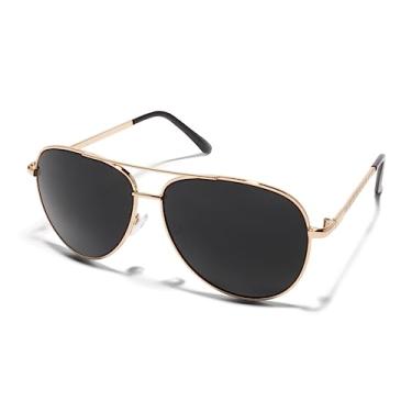 Imagem de ShadyVEU Óculos de sol extragrande super escuro moda designer aviador metal UV400 masculino, feminino, dourado, GG