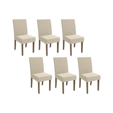 Imagem de Kit 6 Cadeiras de Cozinha 2CAD133NG 6 Un Nogueira/Linho Bege A019 - Kappesberg