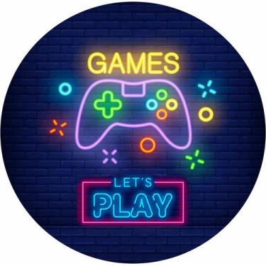 Imagem de Painel de Lona Redondo Games Luzes de Neon - Fabrika De festa, 160x160