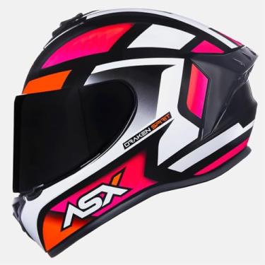 Imagem de Capacete Feminino Fechado Asx Draken Spirit Rosa Branco Moto (54)