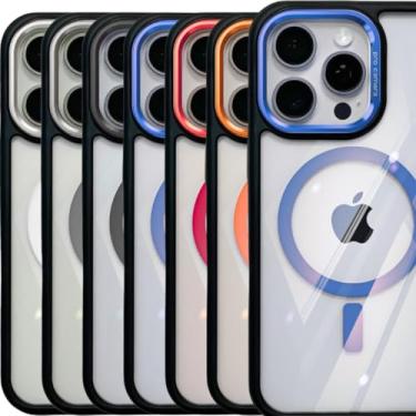 Imagem de Capa iPhone 16 Pro Max Capinha Magnética Case Celular Proteção Câmera Acrílico Anti Amarelamento
