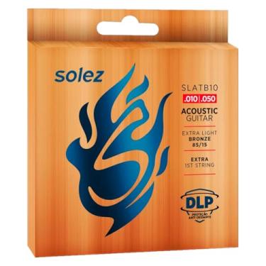 Imagem de Jogo de Corda Solez Para Violão SLATB 09 010 011 012 Encordoamento Aço 85/15 DLP Original Qualidade Resistente Acompanha Mi Extra (0.10)