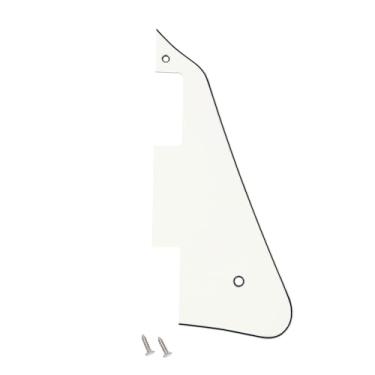 Imagem de Banworks 3 Ply Les Paul Pickguard LP Pickguard Placa contra arranhões 2 furos para guitarra elétrica para EUA Gibson Les Paul LP JT/HB-05 Vintage Branco