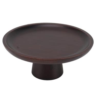 Imagem de Suporte de bolo de madeira, suporte de exibição de bolo redondo, bandeja alta de frutas, suporte de madeira para sobremesa (preto)