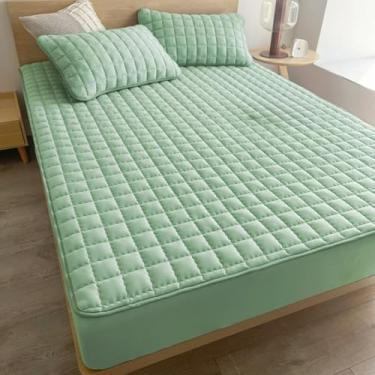 Imagem de Capa Protetora ImpermeáVel Para ColchãO Casal/Queen/King - 100% à Prova D'áGua - Anti-áCaros E HipoalergêNica - Com EláStico Em Toda Volta(VERDE TIFFANY,Solteiro)