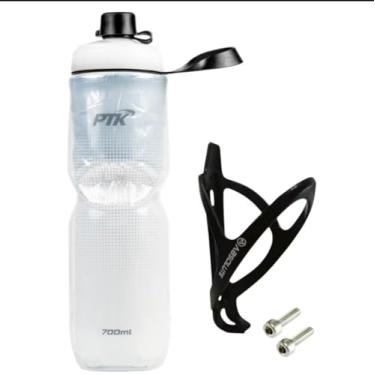 Imagem de Garrafa Caramanhola Termica para Bike Squeeze 700ml +Suporte Com Parafusos BRANCA