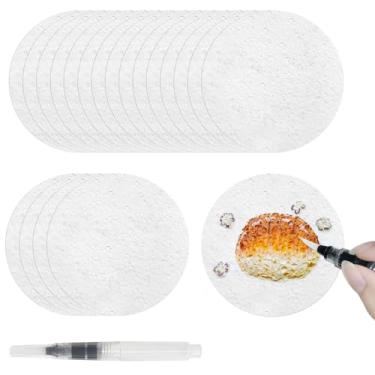 Imagem de Sekonow 20 folhas de papel de textura de espuma de tinta inchada mágica, tela de esponja de pintura de espuma 3D com pincel de água para artesanato DIY e materiais de arte, redondo (20 folhas de papel