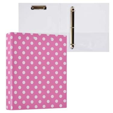 Imagem de Fichário rosa preppy com 3 anéis rosa clássico com 3 anéis decorativos de 3,8 cm com prancheta e 3 bolsos transparentes, comporta 200 folhas de papel tamanho A4, fichários à prova d'água para escola