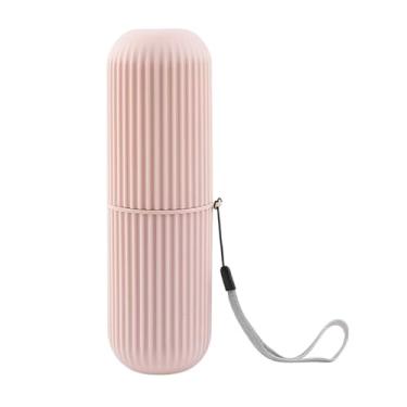 Imagem de Porta Escova de Dentes com Tampa Estojo de Viagem Necessaire Portátil com Design Canelado Alça de Pulso e Alta Durabilidade Rosa Original