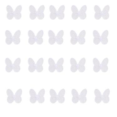 Imagem de 60 pçs apliques de renda borboleta branca apliques de organza borboleta costurados para artesanato faça você mesmo vestido de casamento roupas enfeites acessórios de cabelo decorações