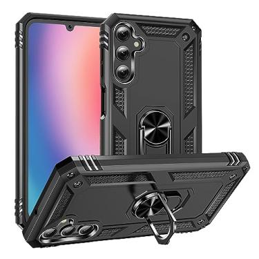Imagem de SORAKA Capa para Samsung Galaxy A25 5G com suporte de anel capa armadura para Samsung Galaxy A25 5G capa traseira de policarbonato rígido com placa de metal para suporte magnético de telefone carro