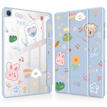 Imagem de May Chen Capa para Samsung Galaxy Tab A9 Plus 27.9 cm 2023, suporte de lápis embutido com capa à prova de choque, capa traseira transparente transparente, despertar/hibernar automaticamente, boneco de