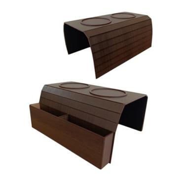 Imagem de Esteira Suporte Porta Copos Braço Sofa Bandeja Kit C/2 Unid(Kit 2 Esteira Tabaco)