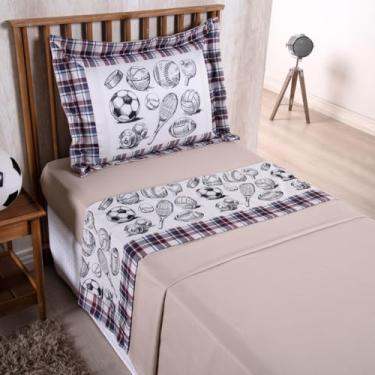 Imagem de Jogo de Lençol Solteiro Menino 3 Peças, 300 Fios, Estampado, 250x155cm, Lençol Infantil Masculino (Esporte)