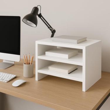 Imagem de Organizador de Mesa para Escritório, Estante para Documentos em MDF, 3 Níveis, Branco (branco)
