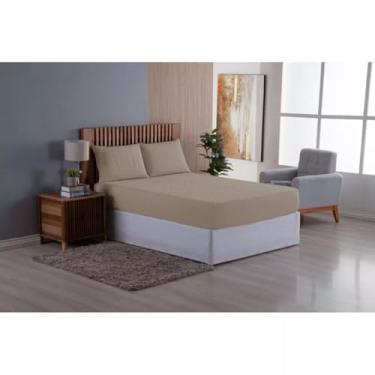 Imagem de Capa de Colchão Impermeável/Protetor de Colchão Impermeável - Antialérgica e Antibacteriana - Vários Tamanhos - Matelassê (Bege, Solteiro)