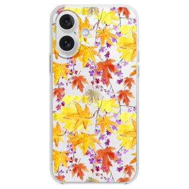 Imagem de Blingy's Capa para celular, estampa de folhas de outono douradas design divertido de outono transparente TPU macio capa transparente 16.0 cm (folhas de outono coloridas, i17)