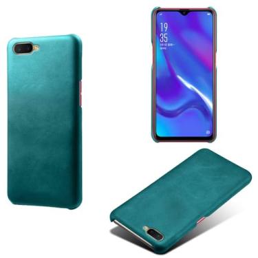 Imagem de Capa para OPPO R15X,Proteção contra quedas,Casca de volta de cor sólida simples,Design de couro de imitação de plástico-Green