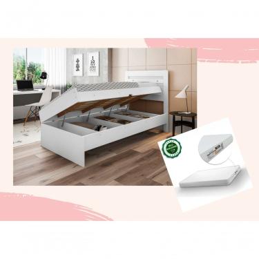 Imagem de Cama Solteiro Baú E Colchão Solt. D20 Larissa MDF-MDP Branca