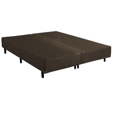 Imagem de Base Box Casal Bipartido Marrom 138x188 Suede - RR COLCHOES