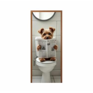 Imagem de Capa De Porta de Banheiro PET SHOP Retangular Painel Veste Porta Em Tecido (2,10 X 0,85 Cms) (2)