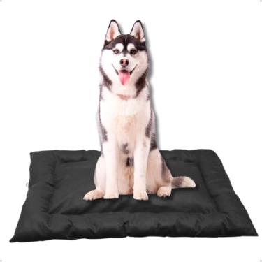 Imagem de Cama Caminha Colchonete Preto Grande 90x70cm para Cachorro e Gato de Suede Lavável Almofada Pet Macia Confortável