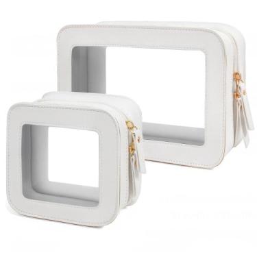Imagem de Conjunto de bolsas de maquiagem FFPaw Clear White Waterproof Travel, 2