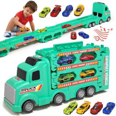 Imagem de Transport Car Carrier Truck Toy Wanborns com 8 carros de 3 a 5 anos
