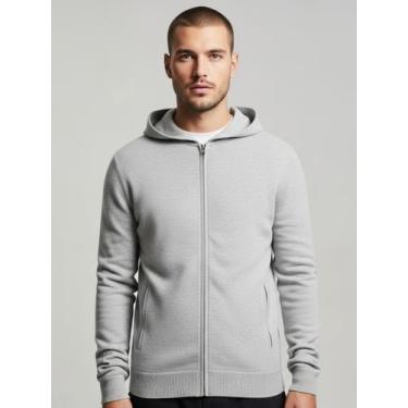 Imagem de Jaqueta de Moletom Masculino Cinza Jaqueta com Ziper e Capuz Blusa de 