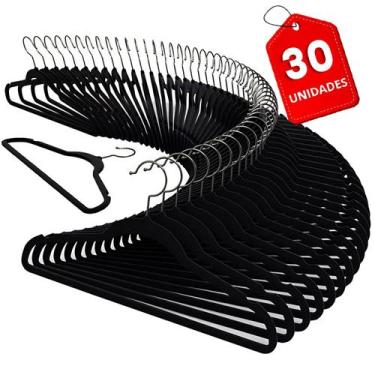 Imagem de Cabide Adulto 30un Veludo Slim Gancho Cromado Giratório 42cm - GlobalM