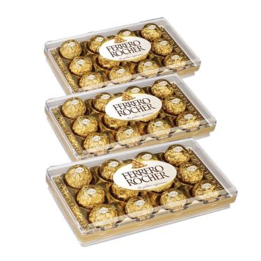 Imagem de Chocolate 3 Caixas De 12 Unidades Bombom Ferrero Rocher