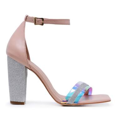 Imagem de Sandália VL Crystal Salto Bloco de Strass e Bico Quadrado - Vitória Lu