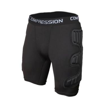 Imagem de Dynwave Protetor de quadril para goleiro, shorts de compressão acolchoados, protetor de coxa para snowboard, beisebol, futebol, Preto, M