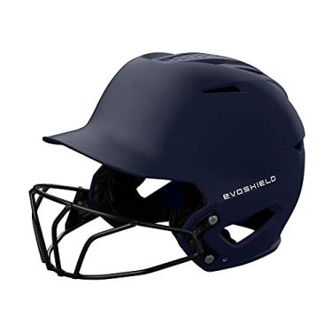Imagem de EvoShield Capacete de rebatedor fosco XVT 2.0 com máscara facial - azul-marinho, médio/grande