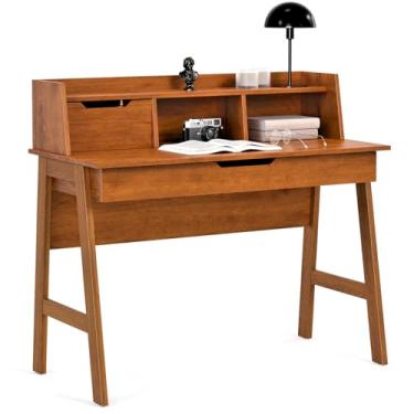 Imagem de Escrivaninha Parma II Escritorio 1 Gaveta Pés Madeira Maciça (Freijo)