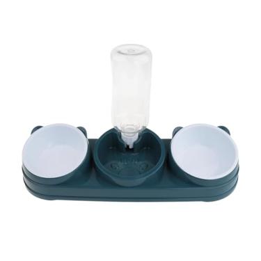 Imagem de KiBcsLic Conjunto de tigelas para gatos 3 em 1, tigelas de alimentação para animais de estimação, alimentador automático com dispensador de água, tigela de, Azul