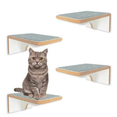Imagem de Playground Gato Reforçado com 4 Degraus em MDF 15mm LAMINADO Com Carpete Montado Parque Para Gatos (Branco)