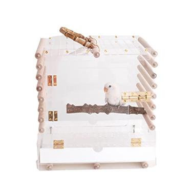 Imagem de Gaiola de pássaro de acrílico transparente gaiola de pássaro artesanal ornamental e respirável papagaio calopsita suprimentos para passeios de pássaros acessórios para pássaros ninho de pássaro (cor